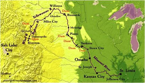 Missouri River Map [Where is Missouri River on a Map]