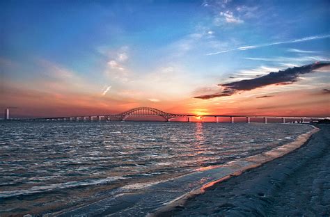 Freezing Sunset robert moses Bridge On The Great South Bay Photograph ...