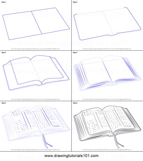 How to Draw an Open Book printable step by step drawing sheet : DrawingTutorials101.com Drawing ...