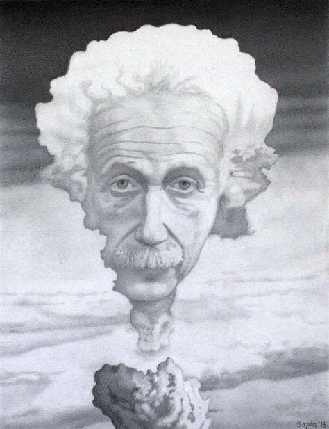 Portrait Of Albert Einstein In An Atomic Bomb Drawing by Ben Sapia