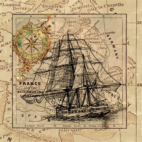 Vintage Ship Map Art Collage Free Stock Photo - Public Domain Pictures