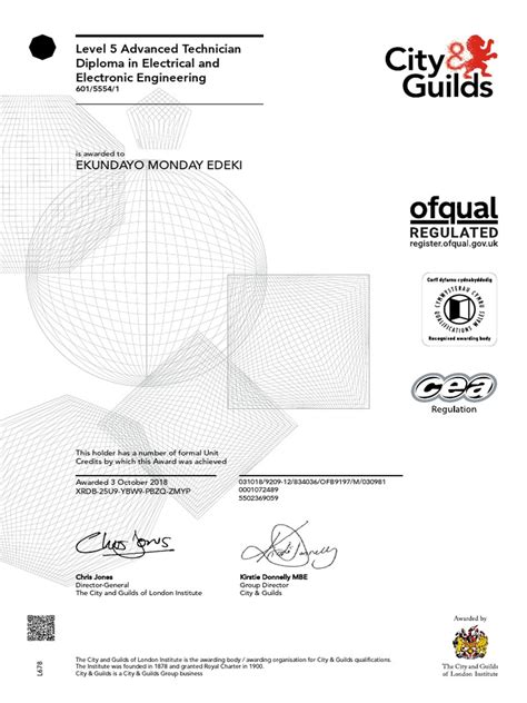 City and Guilds Certificate | PDF