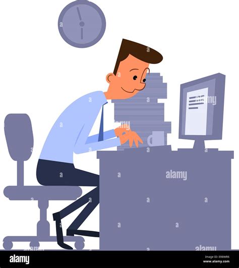 Cartoon office worker sitting and typing on computer Stock Vector Image & Art - Alamy