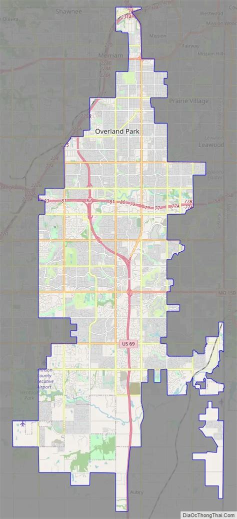 Map of Overland Park city - Thong Thai Real