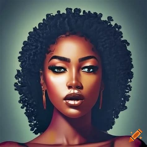 Chic african american woman clipart, black woman natural hair, beautiful girl clipart bundle ...