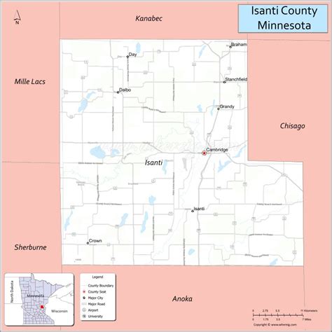 Map of Isanti County, Minnesota - Cities, Highways & Important Places