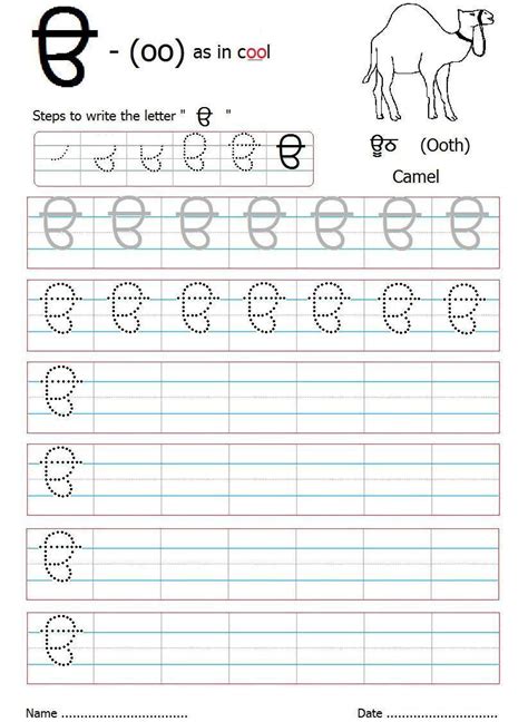 Punjabi alphabet writing worksheet: Punjabi alphabet writing worksheet ...