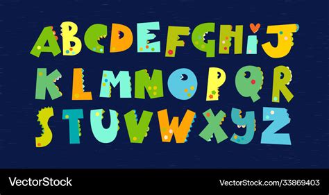 Dinosaurs alphabet font for dino prints Royalty Free Vector