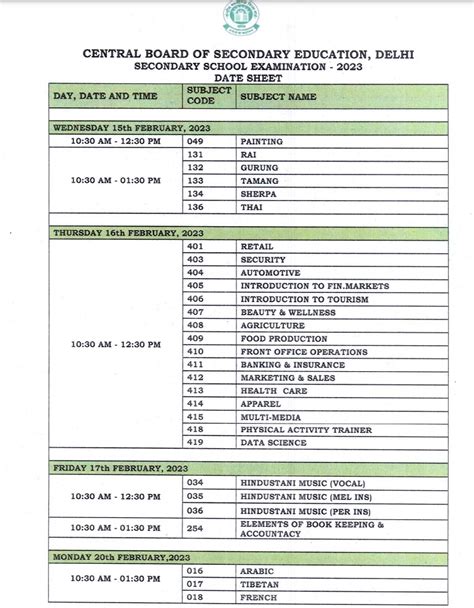 CBSE Class 12th Date Sheet 2025- Download Term 2 Timetable