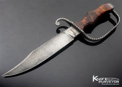 George Schepers Custom Knife Damascus D-Guard Bowie - Knife Purveyor