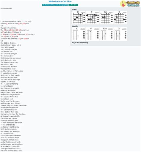 Chord: With God on Our Side - tab, song lyric, sheet, guitar, ukulele ...