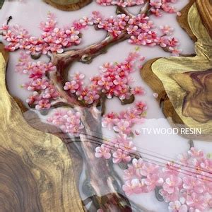 Oval Table , Handmade Cherry Blossom Drawing Table, Resin Table, Super ...