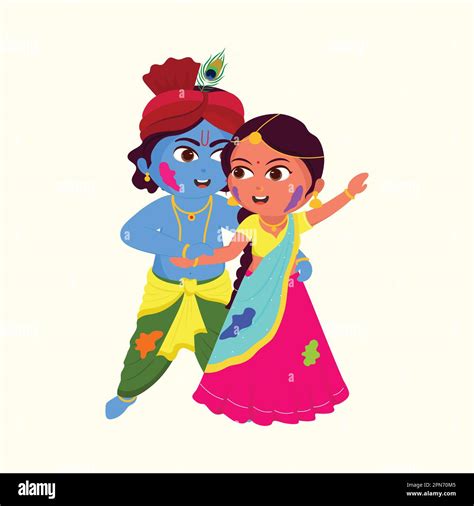 Illustration Of Little Lord Krishna Dancing With Goddess Radha ...