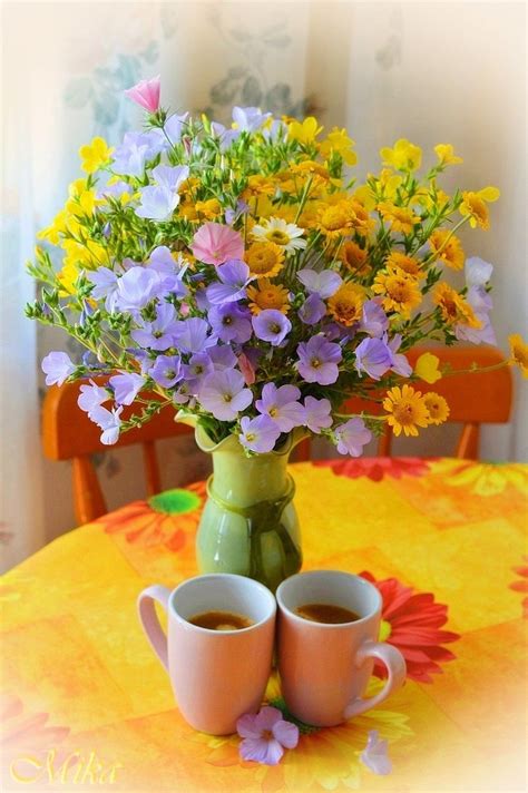 Coffee for two… :) | Beautiful flowers, Flower vases, Flowers