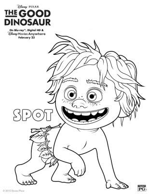Disney Pixar The Good Dinosaur Spot Coloring Page - Mama Likes This
