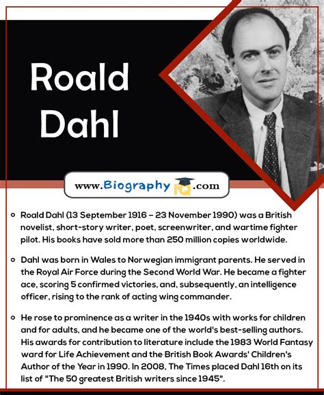 Biography In Short | Roald dahl biography, Story writer, Biography