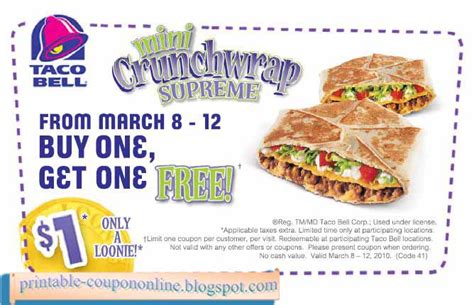 Printable Coupons 2018: Taco Bell Coupons