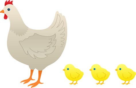 Mother Hen and Baby Chicks - Free Clip Art