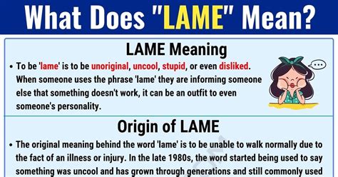 Lame Meaning: What Does Lame Mean? with Useful Examples • 7ESL