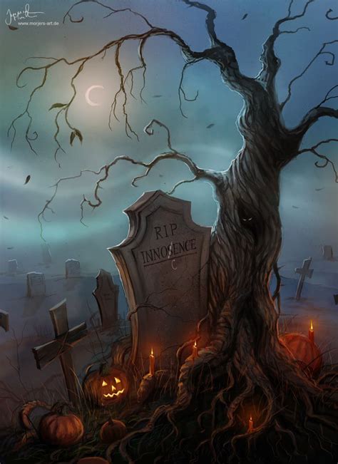 MorJer's Art - Halloween Graveyard | Halloween graveyard, Halloween painting, Halloween artwork