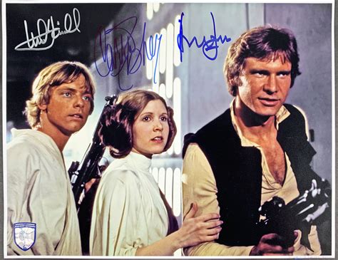 Lot Detail - Star Wars: "A New Hope" Cast Signed 11" x 14" Photograph with Ford, Hamill & Fisher ...