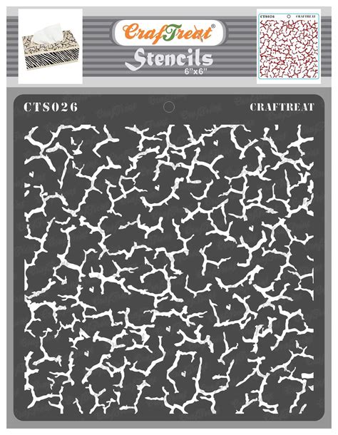 CrafTreat Crackle Stencil for Craft and Art - Crackle Stencil - Size: 6X6 Inches - Texture ...