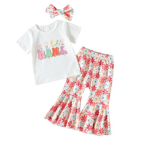 Summer Toddler Girls Short Sleeve Tops Floral Prints Shorts Headbands ...