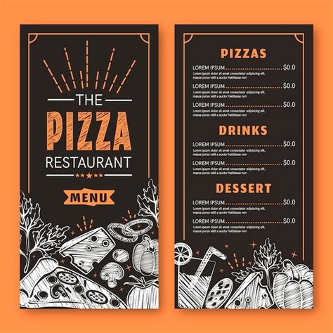 Modern pizza menu with little drawings Vector | Free Download