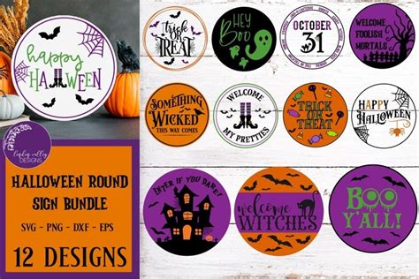 Halloween Round Sign Bundle-Halloween SVG Bundle