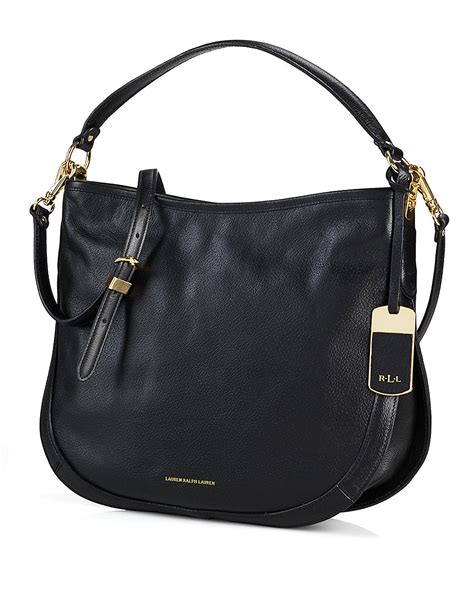 Lauren By Ralph Lauren Thurlow Leather Hobo Bag in Black | Lyst