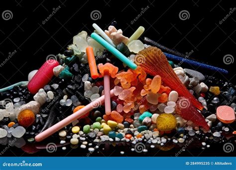 Microscopic View of Microplastics from Different Sources Stock ...