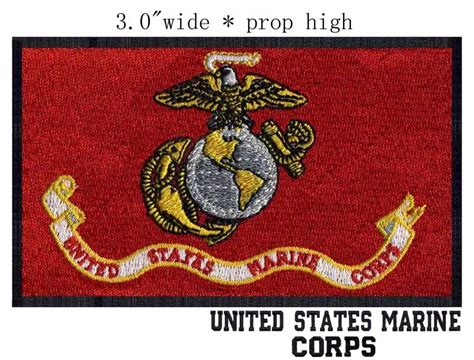 United States Marine Corps Flag embroidery patch 3" wide shipping/Corps emblem/ribbon patches ...