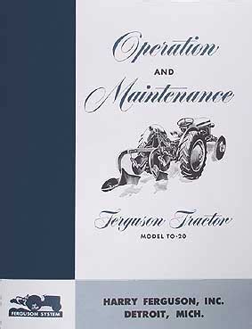 1948-1951 Ferguson TO-20 Tractor Reprint Owner's Manual