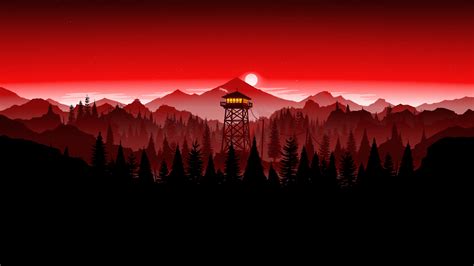 Firewatch Tower (Red Edit) Red And Black Wallpaper, Red Wallpaper, Anime Scenery Wallpaper ...