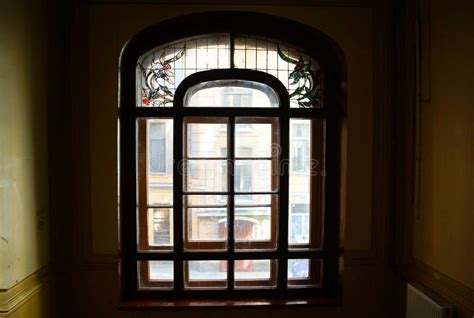 Window in the Art Nouveau Style on the Staircase of a Residential Building on Mayakovsky Street ...