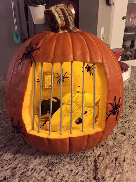 Pumpkin Jail | Halloween pumpkin diy, Halloween pumpkins carvings, Creative pumpkin carving