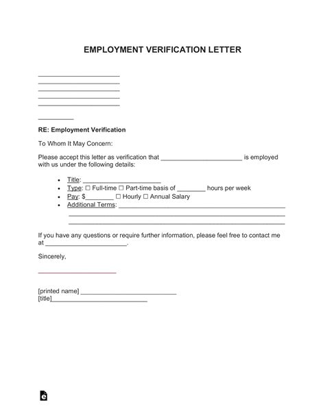 Free Employment (Income) Verification Letter - PDF | Word – eForms