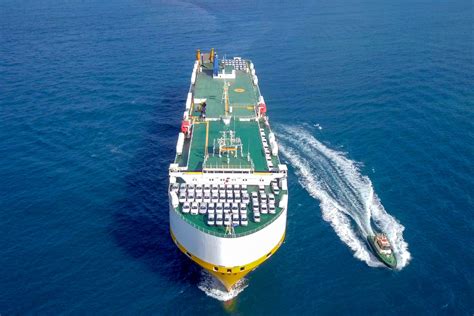 Aerial image of a Large RoRo (Roll on/off) Vehicle carrie vessel ...