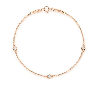 Tiffany Diamond by the Yard bracelet in rose told, 3 diamonds, 0.9 tcw Tiffany Diamond, Gold ...