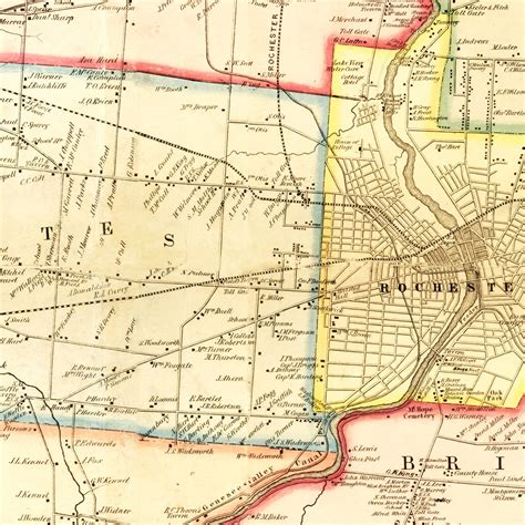 Vintage Map of Monroe County, New York 1852 by Ted's Vintage Art