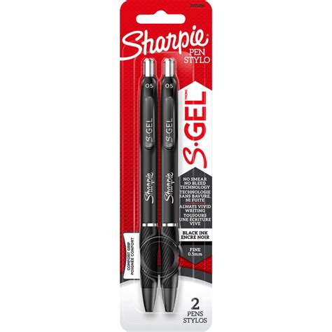 Sharpie® S-Gel® Retractable Pens 0.5 mm Black 2/pkg Monk Office