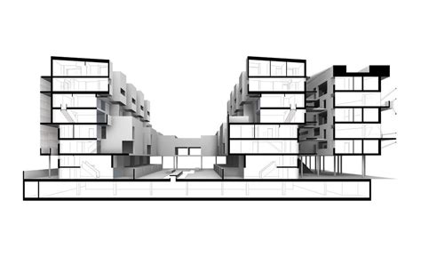 cross section perspective Collective Housing, Cross Section, Architectural Section, Mies Van Der ...