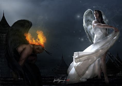 HD wallpaper: fantasy art, angel, wings, fantasy girl, Devil, fire ...