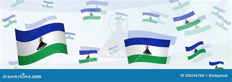 Lesotho Flag-themed Abstract Design on a Banner. Abstract Background ...