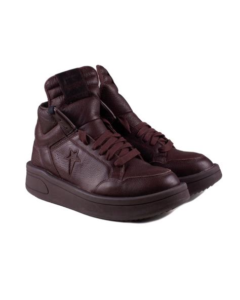 Rick Owens RICK OWENS x Converse TURBOWPN Mid DARK BROWN LEATHER | Grailed