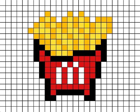 McDonald's Chips/Fries Pixel Art | Pixel art grid, Pixel art, Minecraft ...