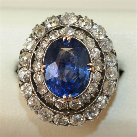 Antique sapphire and diamond engagement ring