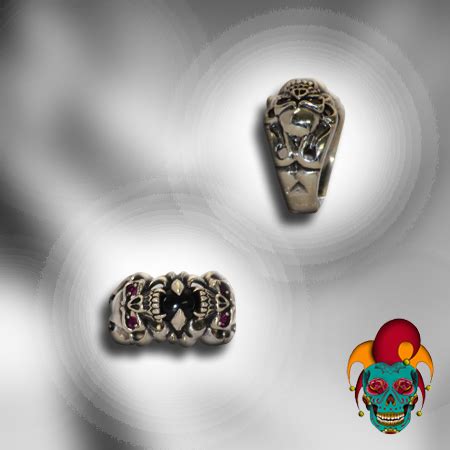 Double Skull Silver Ring - Village Tattoo NYC