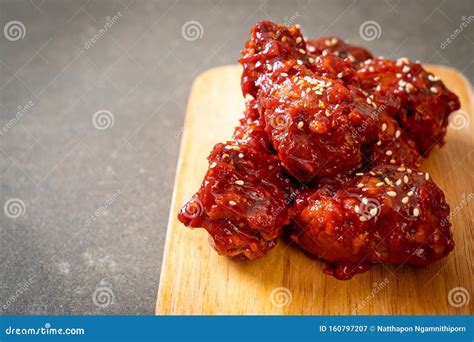 Fried Chicken with Spicy Sauce Stock Image - Image of sauce, fried ...