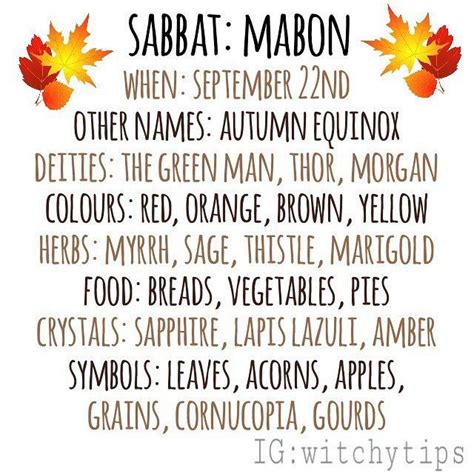 Mabon correspondences 🍂🦊 This year Mabon is on September 22nd! | Mabon, Sabbats, Wiccan sabbats